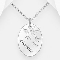 John Greed Signature Silver Bird Cutout Oval Necklace
