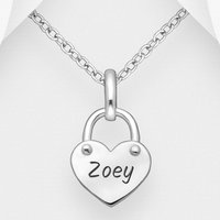 John Greed Signature Silver Engravable Heart Lock Necklace