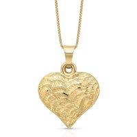 Elements Gold 9ct Gold Heart Ripple Texture Necklace GP2357 – Classic Look | - 9ct Gold