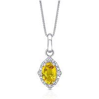 Elements Gold 9ct Gold Rhodium Plated Sapphire Diamond Pendant GP2366Y – - 9ct Gold / Rhodium Plated / Sapphire / Diamond