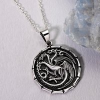 John Greed Signature Silver Three Headed Dragon Necklace
