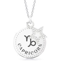 John Greed Signature Silver Capricorn Sign Disc & Star Necklace
