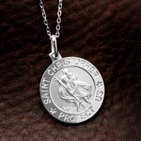 John Greed Signature Silver Modern St Christopher Necklace