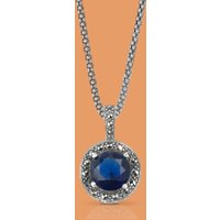 John Greed Signature Silver Marcasite & Sapphire CZ Round Necklace