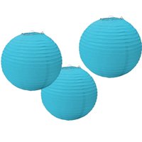Lampion Set aus Papier 3 tlg. Hellblau