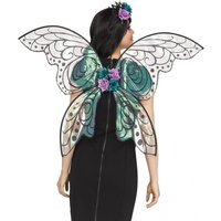 Schimmernde Blumen Feenflügel Schwarz Glitter