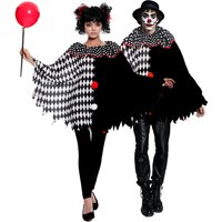 Clown Poncho Schwarz-Weiß Kariert