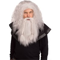 Graue Viking Perücke mit Bart