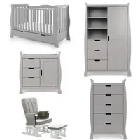 Obaby Stamford Luxe Sleigh 5 Piece Furniture Room Set - Warm Grey