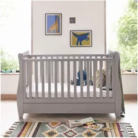 Babymore Stella Sleigh DROPSIDE Convertible Cot Bed - Grey + FREE Cot Top Changer Worth £59!