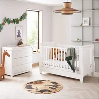 Babymore Stella 2 Piece Nursery Furniture Room Set Including Cot Bed And Chest Changer - White