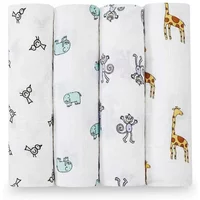 Aden + Anais Pack of 4 Large Swaddle Cotton Muslin - Jungle Jam (23-19-034)