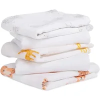 Aden + Anais Pack of 5 Essentials Cotton Muslin Squares - Safari Babes (26-19-276)