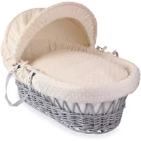 Clair De Lune Dimple Grey Wicker Moses Basket - Cream