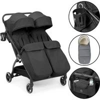 Ickle Bubba Aries Double Prime Auto-Fold Stroller - Graphite Grey