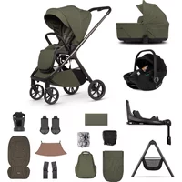 Venicci Tila 16 Piece Travel Bundle with Tiaggio Car Seat & Base - Olive | Fast & Easy 365 Day Returns