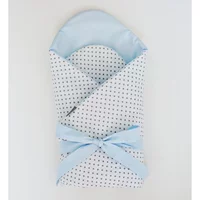 Little Babes Soft Swaddle Wraps-White Spotty With Blue