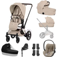 Cybex e-Priam Ultimate Bundle - Rose Gold/Cozy Beige | Fast & Easy 365 Day Returns
