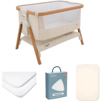 Tutti Bambini CoZee Bedside Crib 4 Piece Essential Bundle - Scandinavian Walnut/Ecru | Fast & Easy 365 Day Returns
