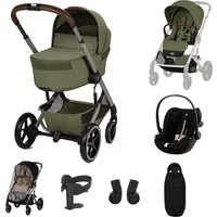 Cybex Balios + Fold Cot Travel System Bundle - Moss Green | Fast & Easy 365 Day Returns