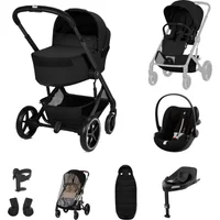 Cybex Balios + Fold Cot Ultimate Travel System Bundle - Moon Black | Fast & Easy 365 Day Returns