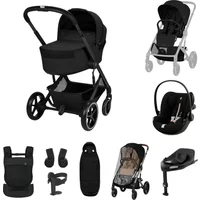 Cybex Balios + Fold Cot Ultimate Travel System Bundle with Amya Carrier - Moon Black | Fast & Easy 365 Day Returns