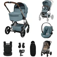 Cybex Balios + Fold Cot Travel System Bundle with Amya Carrier - Stormy Blue | Fast & Easy 365 Day Returns