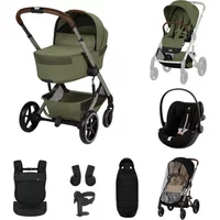 Cybex Balios + Fold Cot Travel System Bundle with Amya Carrier - Moss Green | Fast & Easy 365 Day Returns