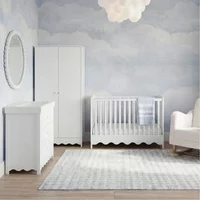 Bebe & Beyond Dancer Cot Bed, Dresser and Wardrobe Three Piece Room Set - White