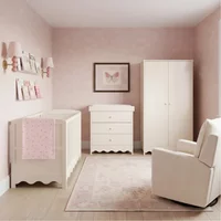 Bebe & Beyond Dancer Cot Bed, Dresser & Wardrobe 3 Piece Nursery Furniture Set - Cashmere