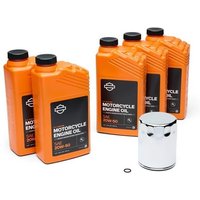 Harley-Davidson Ölwechsel Kit 5er H-D Motorradöl + verchromter Ölfilter + O-Ring 62600089