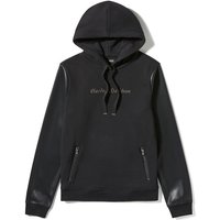 Harley Davidson Faux Leather Sleeve Pullover Hoodie - Harley Black