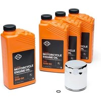 Harley-Davidson Ölwechsel Kit 4er H-D Motorradöl + verchromter Ölfilter + O-Ring 62600087
