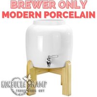 Modern Porcelain Vessel with Fine Finish Wood Stand