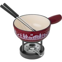 Kuhn Rikon - Cheese Fondue Set Alpine Meadow Mini red cast iron 17cm