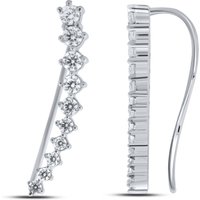 La Joya Jewelry Prong Set Sterling Silver Lab Grown Diamond Crawler Earrings Sterling Silver 34 ct tw