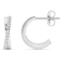 La Joya Jewelry Gia Sterling Silver Dainty Lab Grown Diamond Huggie Earrings Sterling Silver 15 ct tw