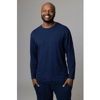 Mens 1 Pack Lazy Panda Bamboo Loungewear Selection Long Sleeved Top Navy Long Sleeved Top Extra Large