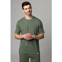 Mens 1 Pack Lazy Panda Bamboo Loungewear Selection T-Shirt Olive Green Small