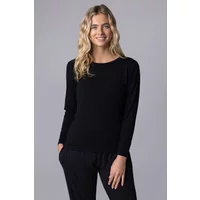 Women's 1 Pack Lazy Panda Bamboo Loungewear Selection Long Sleeved Top Black UK 10