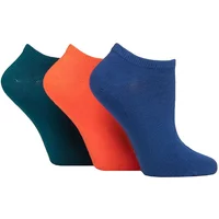 Women's 3 Pair Lazy Panda Bamboo Trainer Socks with Smooth Toe Seams Mandarin Plain 4-8