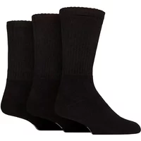 Mens and Women's 3 Pair Lazy Panda Full Cushion Crew Bamboo Sports Socks Black 4-8