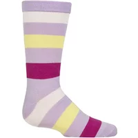 Boys and Girls 1 Pair Lazy Panda Plain and Striped Bamboo Socks with Comfort Cuff and Smooth Toe Seams Pink / Lilac / Yellow 12.5-3.5