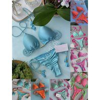 Dwukolorowe bikini damskie z fredzelkami 2 w 1, 18 kolorów
