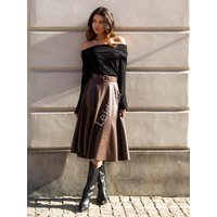Spódnica z ekoskóry , brązowa, karmelowa, bordowa, beż Italy Moda
