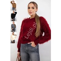 Włoski sweter damski z długim włosem i warkoczem IT-62, modal, 5 kolorów, 25% wełna