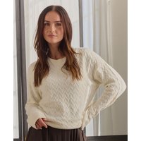 Strickpullover in Creme mit Struktur