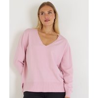 Pullover in Rosa mit V-Ausschnitt