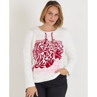 Sweatshirt mit Flockprint in Pink