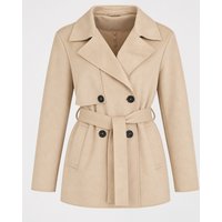 Kurzer Trenchcoat in Beige in Veloursleder-Optik